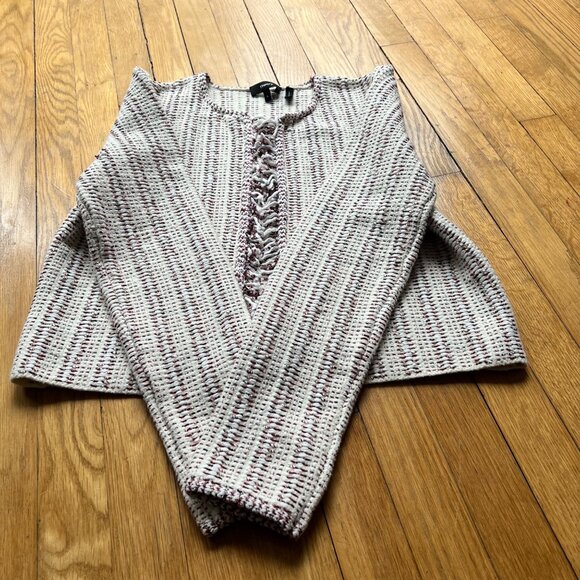 Theory Size L Beige Red Black Galinne Speckled Boucle Cropped Knit Jacket - Picture 10 of 12